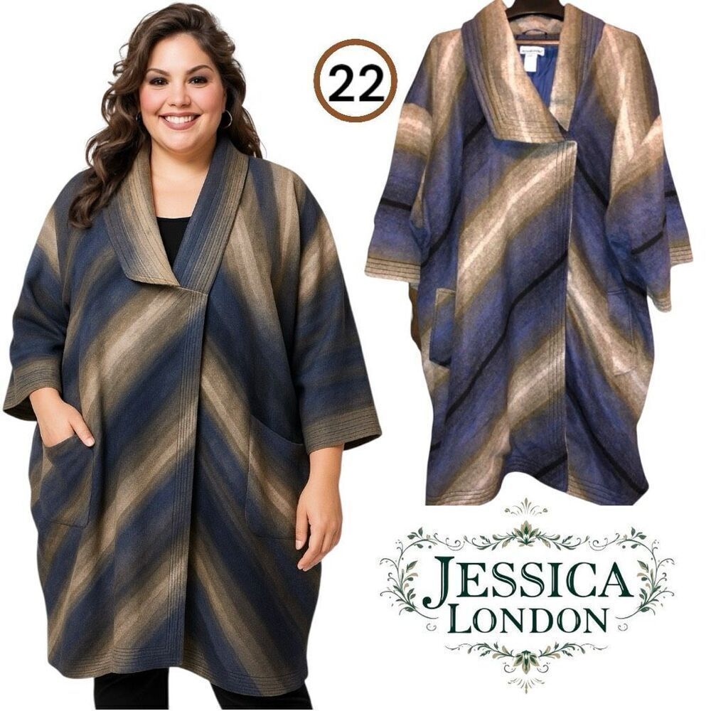 Jessica London Plus Heavy Double Breasted Thick Poncho Dress Coat. Thick Warm